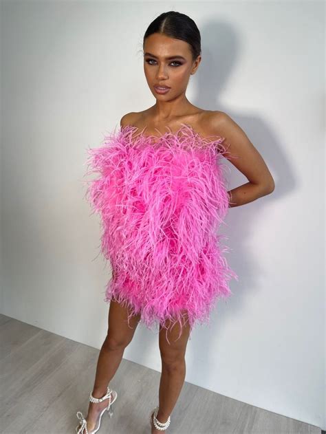 prada pink feather dress